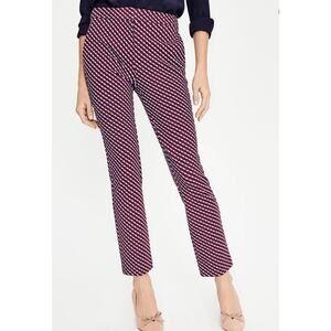 Boden Hampshire Red Geometric Petites Ponte Knit 7/8 Ankle Pant‎ sz 10P Stretch